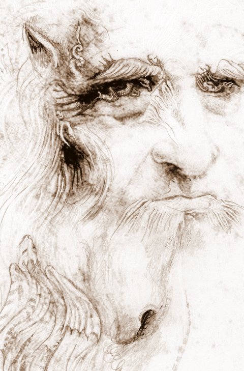 Léonard autoportrait portrait rêvé par Kajan détail encore